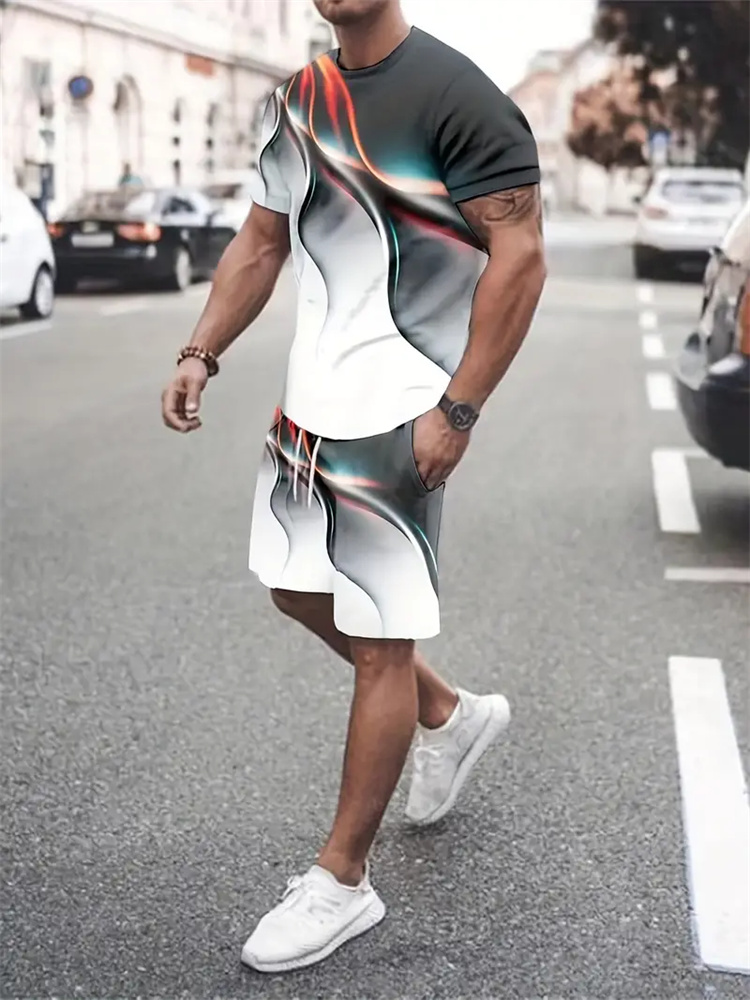 Women And Men Fashion - Conjunto de T-shirt com Textura Gradiente