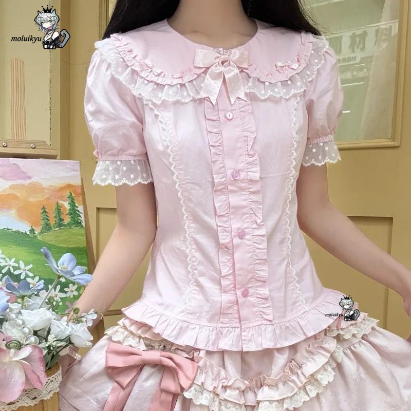 Puff Sleeve Blouse - Blusas Kawaii com Babados Primavera Verão,