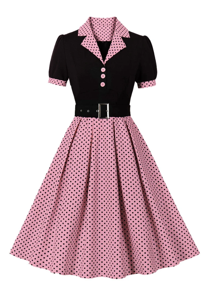 Women'S Fashion From The 60S - 2024 nova moda bolinhas vintage vestidos