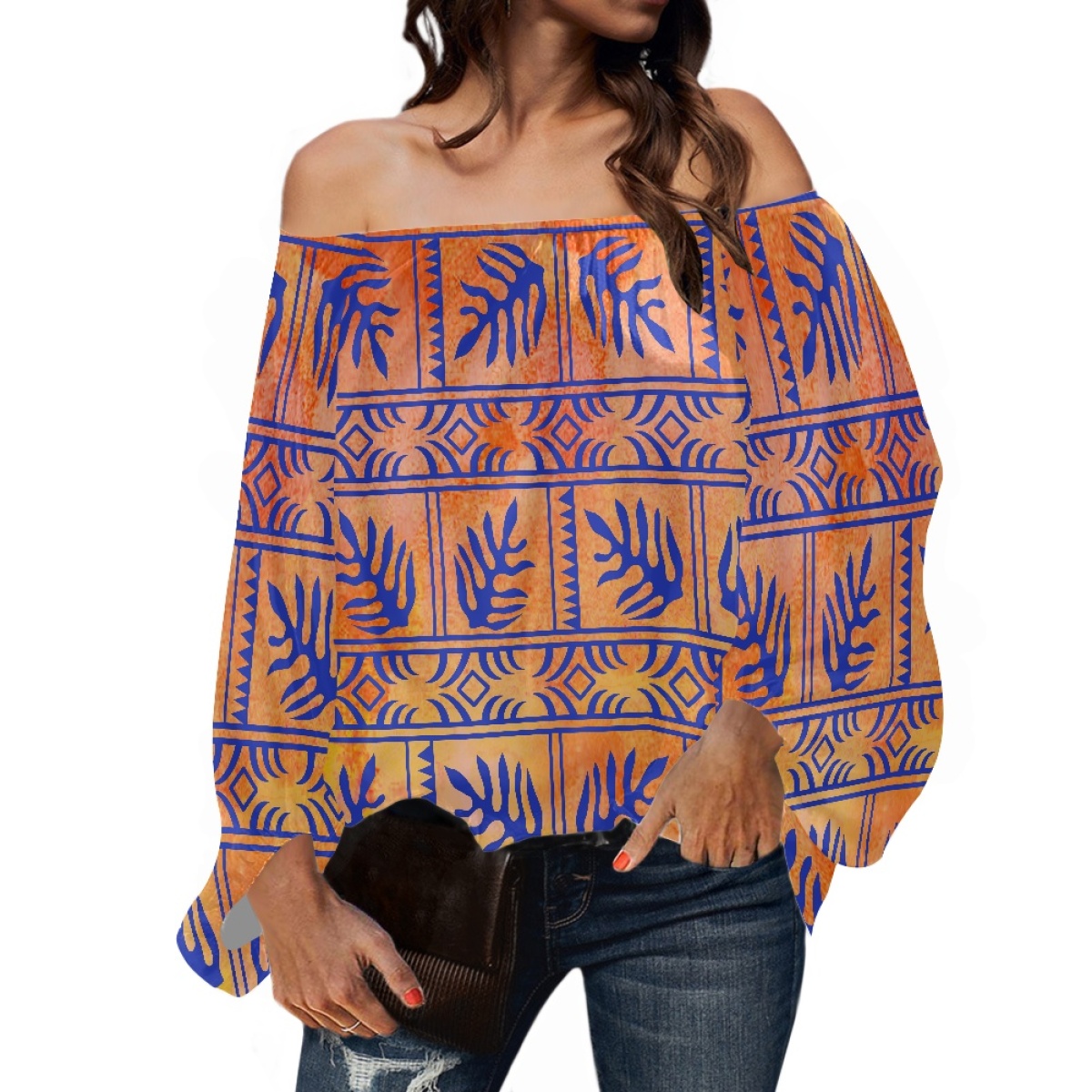 Puff Sleeve Blouse - Roupas Tribais Polinésias, Blusa de Chiffon