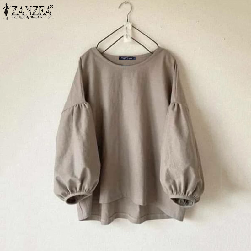 Puff Sleeve Blouse - ZANZEA Blusas casuais femininas plus size,
