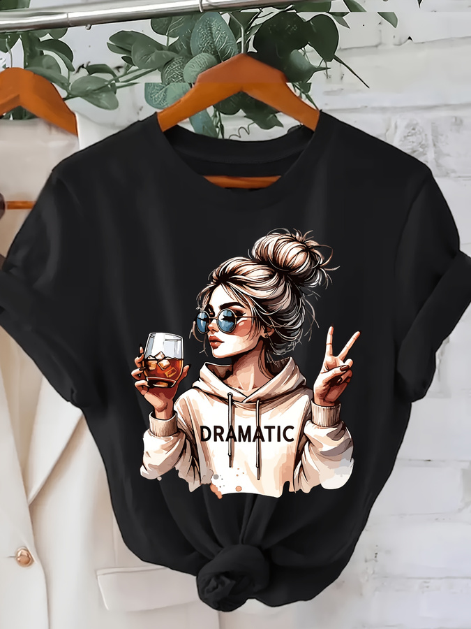 Women'S Fashion Trends 2026 Spring Summer - Camiseta Feminina Estampada de Manga Curta
