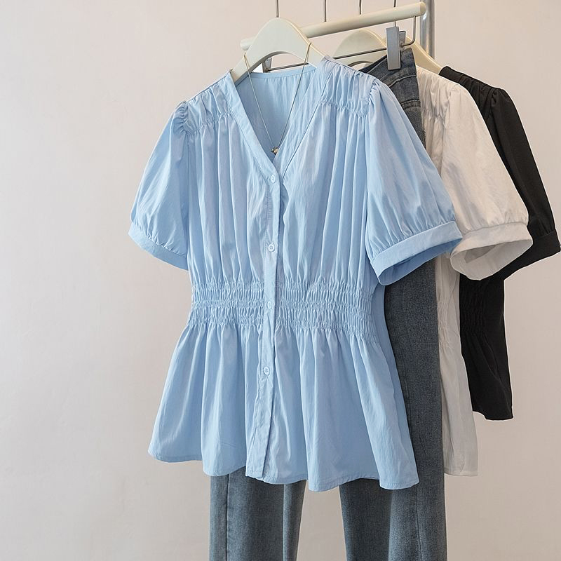 Camisa e Blusa Feminina Plus S - Puff Sleeve Blouse avaliação e preço