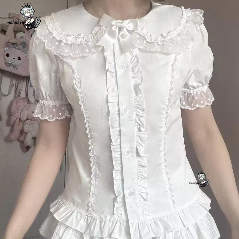 Blusas Kawaii com Babados Prim - Puff Sleeve Blouse avaliação e preço