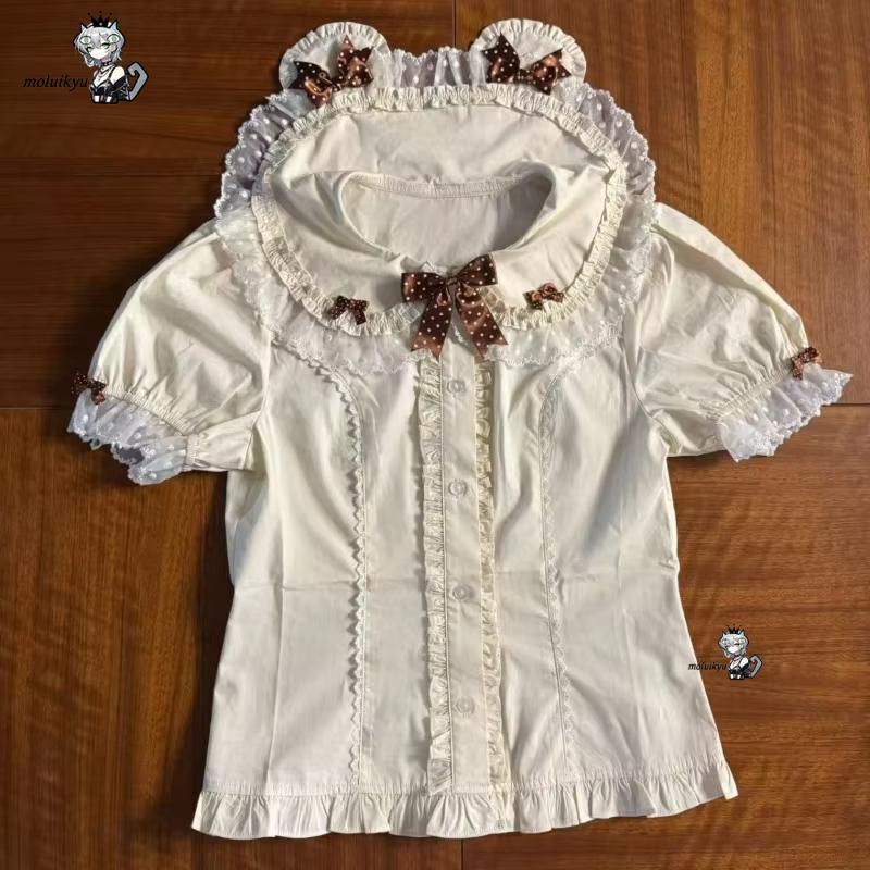 Blusas Kawaii com Babados Prim - Puff Sleeve Blouse avaliação e preço
