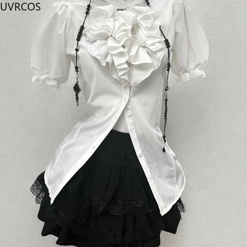 Y2k estética lolita estilo doc - Puff Sleeve Blouse avaliação e preço