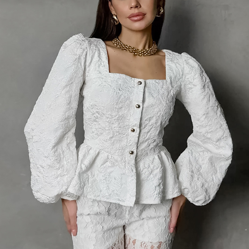 Blusa Elegante Feminina com De - Puff Sleeve Blouse avaliação e preço