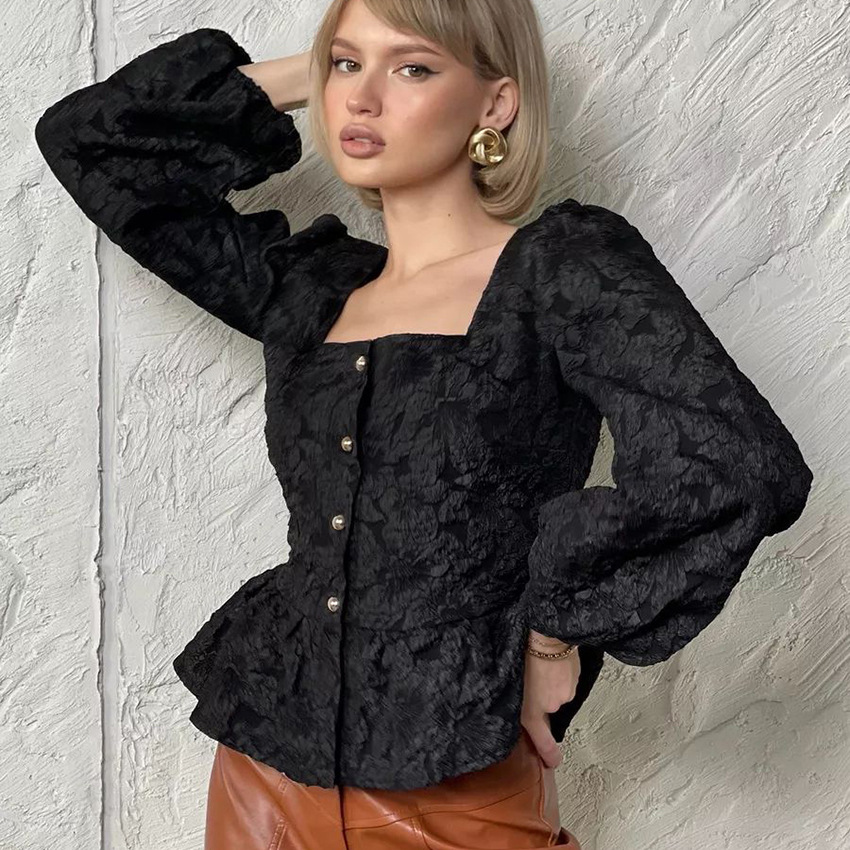 Blusa Elegante Feminina com De - Puff Sleeve Blouse avaliação e preço