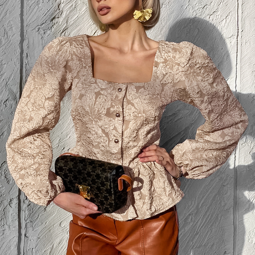 Blusa Elegante Feminina com De - Puff Sleeve Blouse avaliação e preço