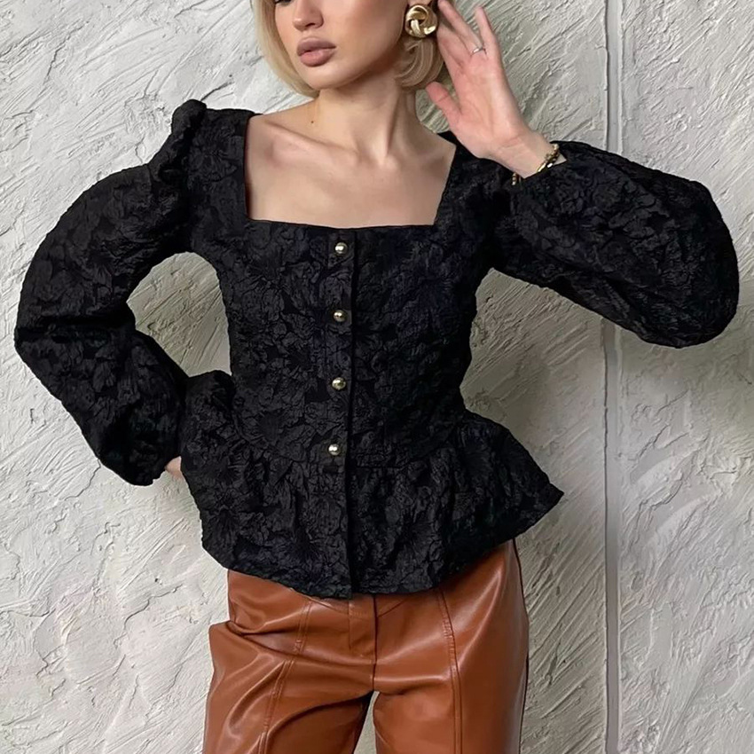 Blusa Elegante Feminina com De - Puff Sleeve Blouse avaliação e preço
