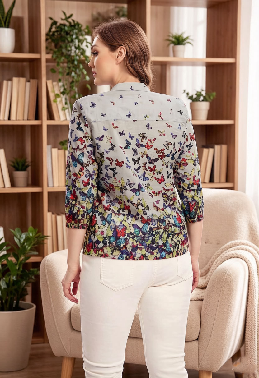 Blusa feminina com estampa de  - Puff Sleeve Blouse avaliação e preço