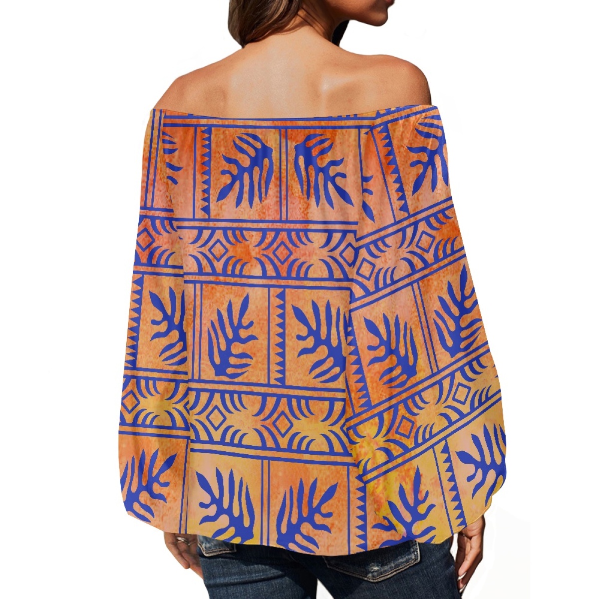 Roupas Tribais Polinésias, Blu - Puff Sleeve Blouse avaliação e preço