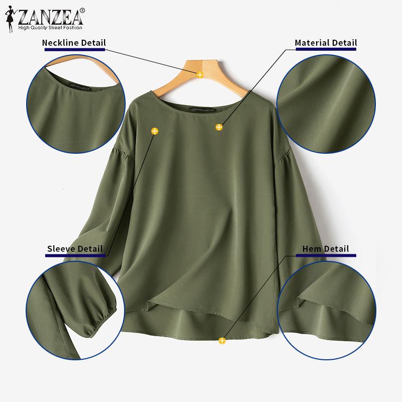 ZANZEA Blusas casuais feminina - Puff Sleeve Blouse avaliação e preço